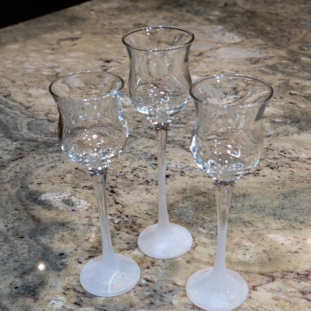 Partylite Elegant Clear Glass Candle Holders Set Of 3